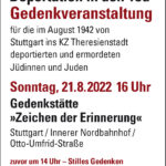 21.August 2022: Gedenkveranstaltung zum 80. Jahrestag der Deportation nach Theresienstadt
